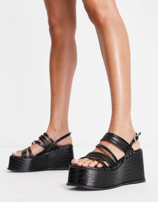 Shellys London Destiny 90's chunky flatform sandals in black