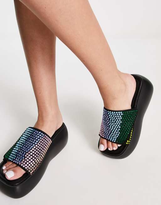 Shellys London Frosty chunky sandals in rainbow gems