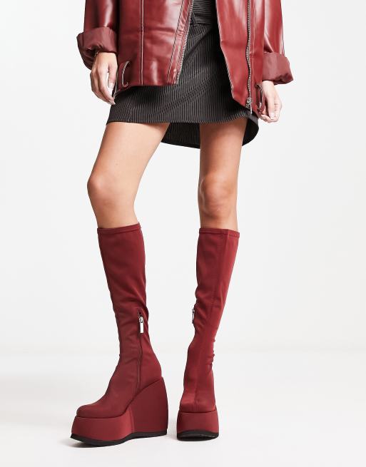 Shellys London Laarzen met sleehak van scubastof met stretch ASOS