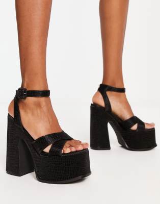 Shellys London Natasha Platform Sandals In Black