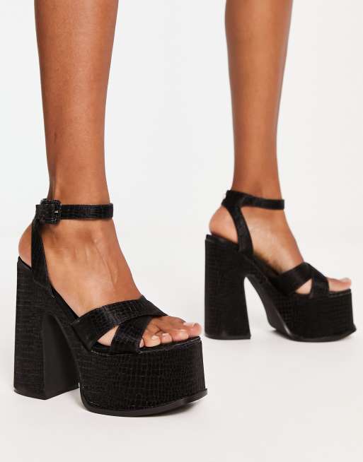 Shellys London Natasha platform sandals in black ASOS