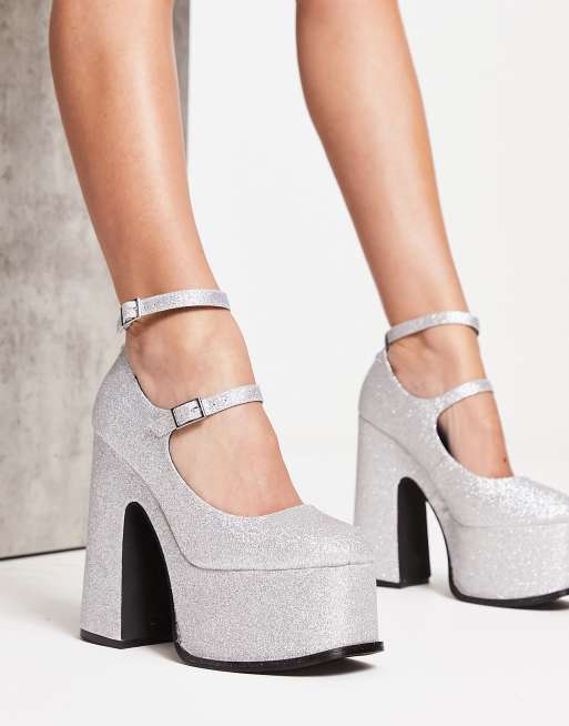 Silver sparkle hotsell platform heels