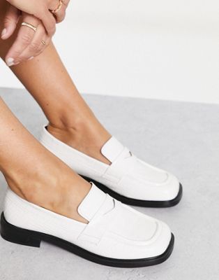 Shellys London Power loafer in white croc - ASOS Price Checker