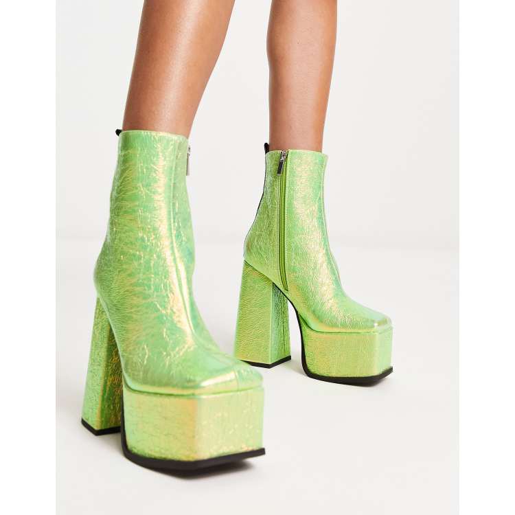 Lime green online platform boots