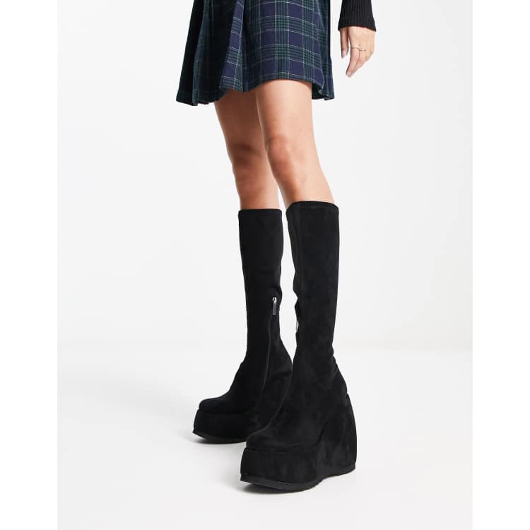 Wedge high knee store boots