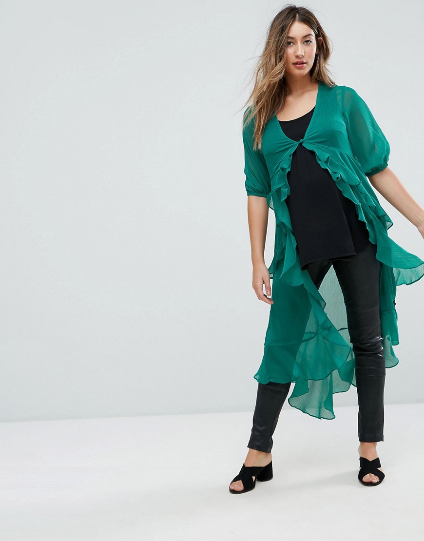 фото Шифоновая блузка макси с оборкой asos maternity ultimate-зеленый