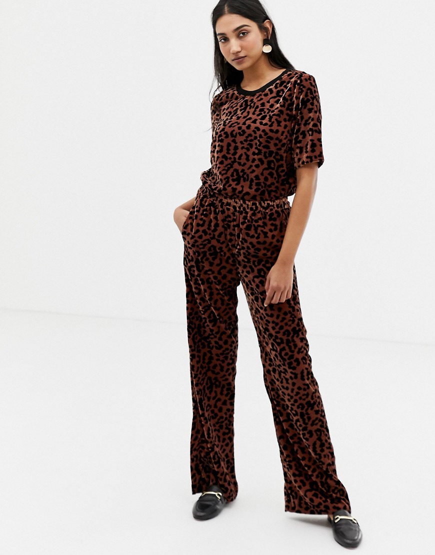 фото Широкие бархатные брюки с леопардовым принтом in wear-коричневый