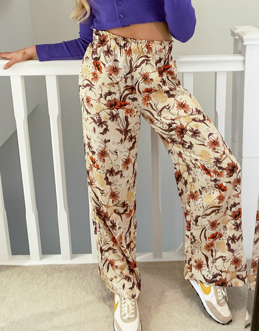 Широкие брюки с осенним цветочным принтом от комплекта Vila-Многоцветный