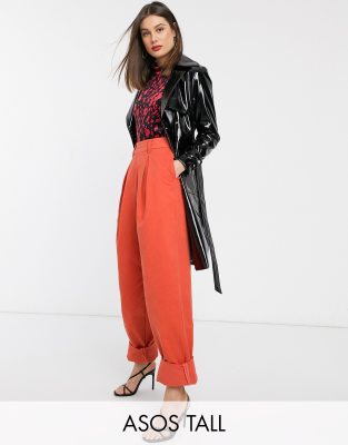 фото Широкие брюки с отворотами asos design tall-красный asos tall