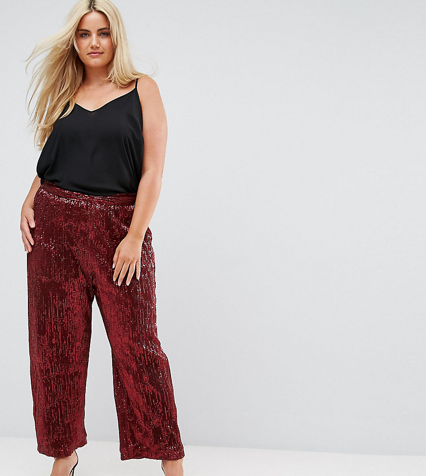 Широкие брюки с пайетками Elvi Premium-Красный