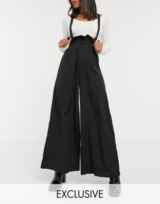 фото Широкие брюки с подтяжками verona-черный