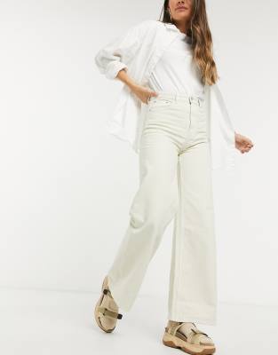 Светлые джинсы  Asos Широкие джинсы из органического хлопка Weekday-Бежевый