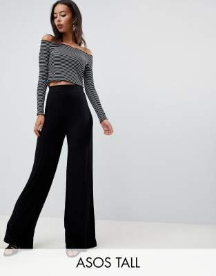 фото Широкие трикотажные брюки asos design tall-черный asos tall