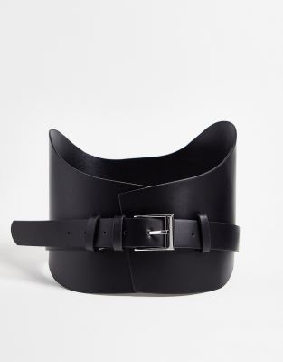 Ремни  Asos Широкий ремень на талию черного цвета с металлическими деталями SVNX-Черный