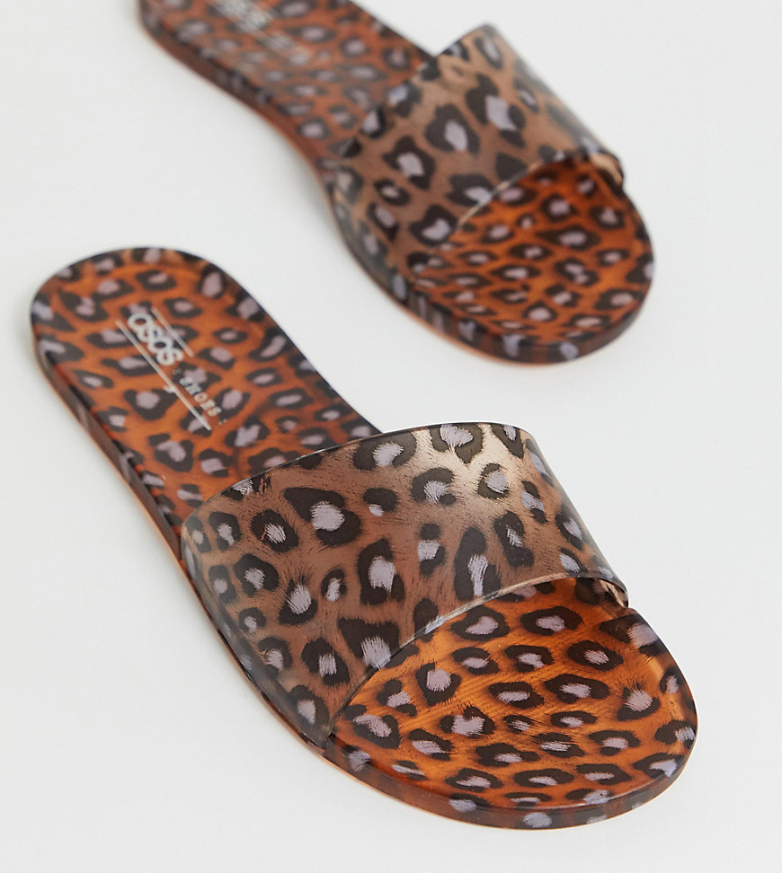 фото Шлепанцы для широкой стопы с леопардовым принтом asos design-мульти