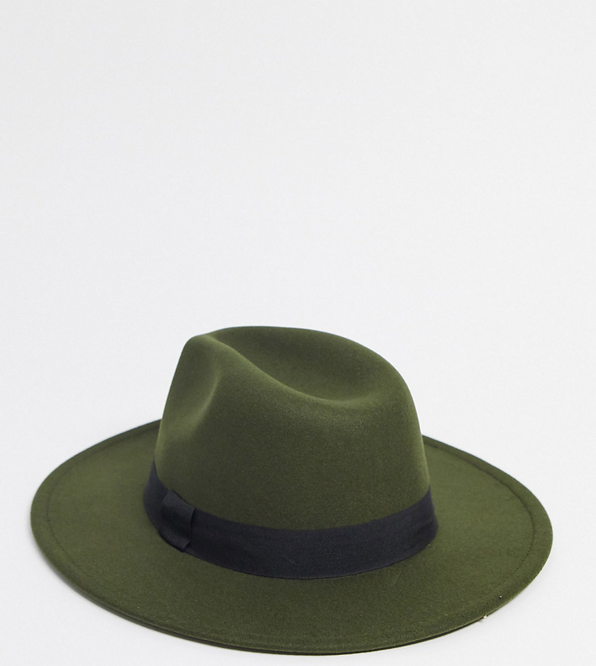 Шляпа федора цвета хаки с пряжкой My Accessories London-Зеленый цвет