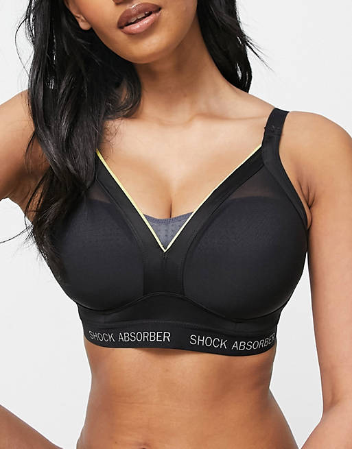 Shock Absorber shaped high support sports bra with neon piping