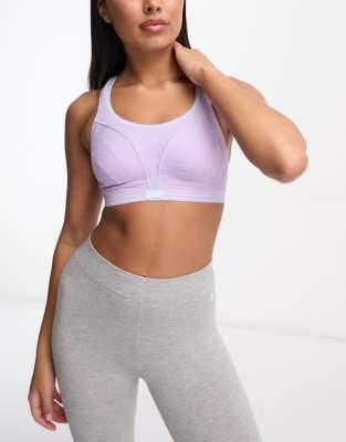 Shock Absorber Ultimate run sports bra in lilac with blue detail - ASOS Price Checker