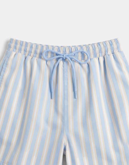 Shorts de baño a rayas azul cielo de South Beach, 8 de 9