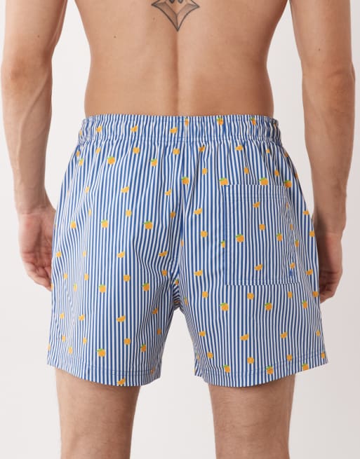 Shorts de baño a rayas azules con estampado de limones de Jack & Jones, 5 de 5