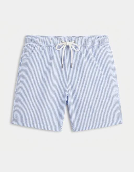 Shorts de baño a rayas azules de largo medio de sirsaca de ASOS DESIGN (parte de un conjunto), 6 de 7