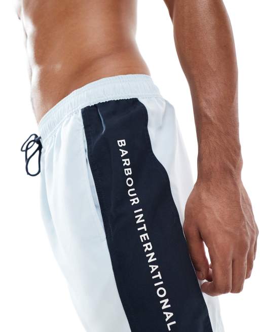 Shorts de baño azul hielo con logo de Barbour International  , 4 de 4