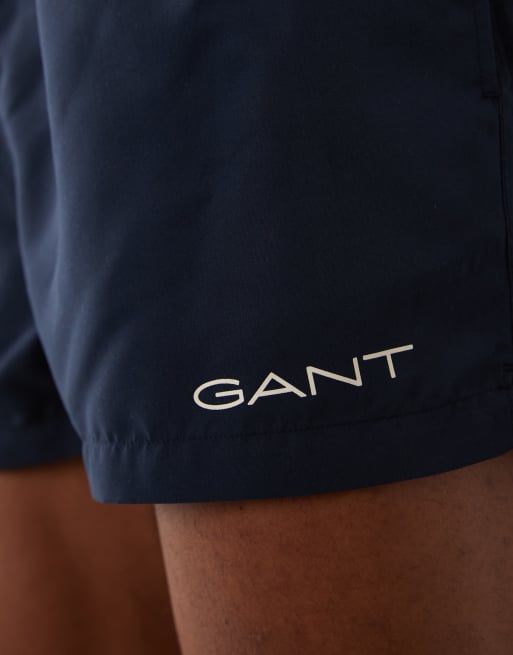 Shorts de baño azul marino con logo de tejido de secado rápido de GANT, 3 de 5