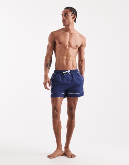 Shorts de baño azul marino con ribete en contraste de Aray, 3 de 5