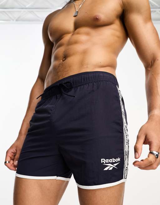 Shorts de baño marino blancos con cinta lateral Lloyd de Reebok ASOS