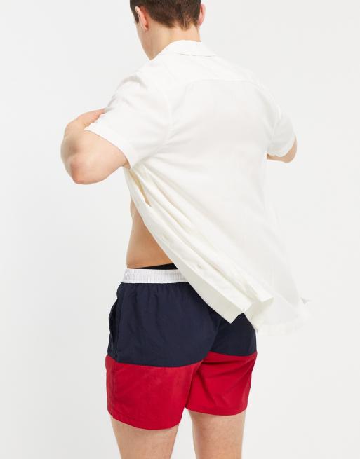 Shorts de baño azul marino y rojos de Brave Soul, 2 de 4