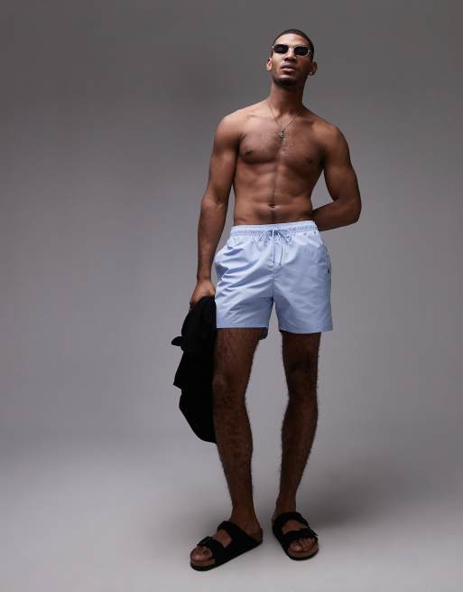 Shorts de baño azul pálido con logo en el lateral y cordón ajustable de Tommy Hilfiger, 3 de 4