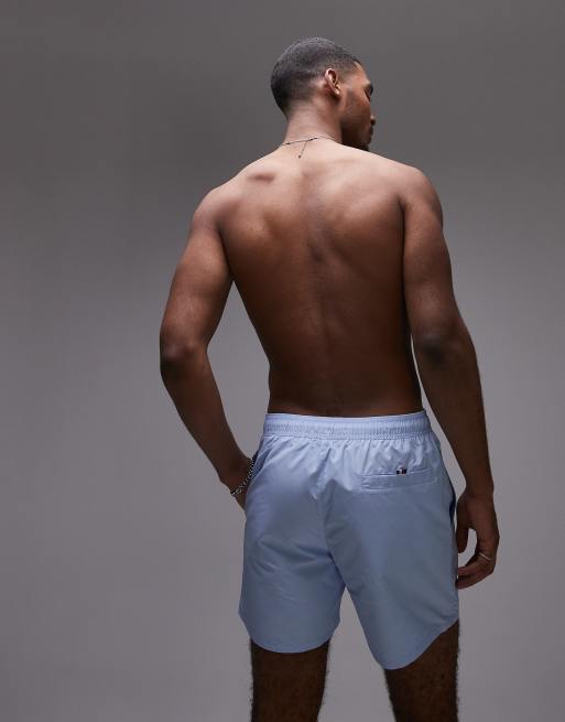 Shorts de baño azul pálido con logo en el lateral y cordón ajustable de Tommy Hilfiger, 4 de 4