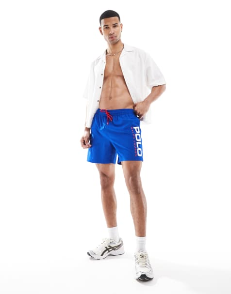 Shorts de baño azul real con logo Traveler la colección cápsula Sports de Polo Ralph Lauren - view 1