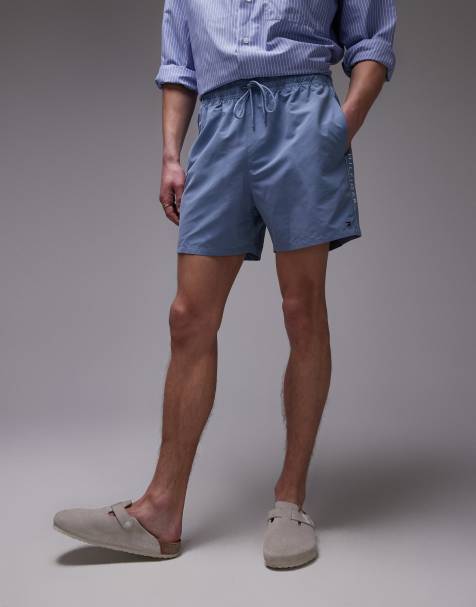 Shorts de baño azules con cordón ajustable, cinta del logo y bandera de Tommy Hilfiger - view 1