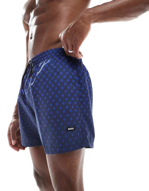 Shorts de baño azules con estampado integral de Boss (parte de un conjunto), 2 de 4