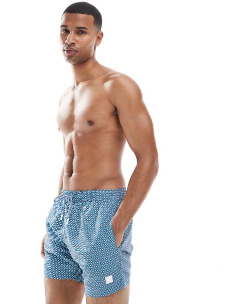 Shorts de baño azules con estampado integral Vibe de Boss - view 1