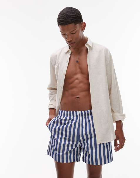 Shorts de baño azules y blancos a rayas de ARKET - view 1