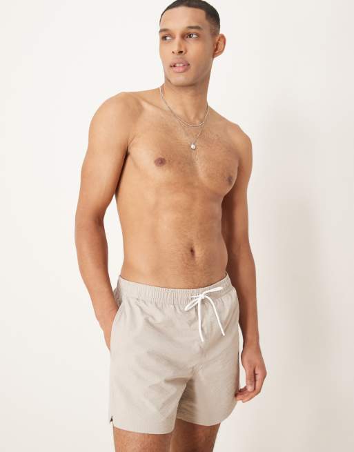 Shorts de baño beis arena elásticos estampados de Abercrombie & Fitch