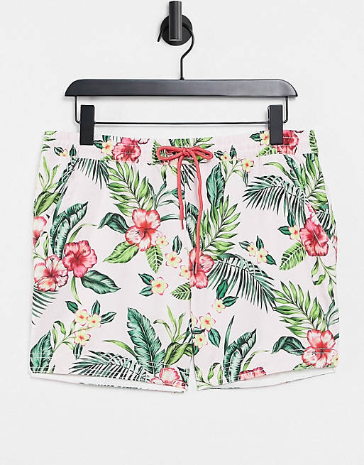 Shorts de baño blancos con estampado floral de South Beach