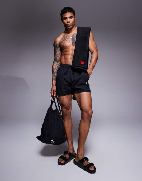 Shorts de baño, bolsa y toalla negros con logo Cruise de HUGO RED - view 1