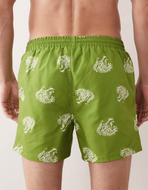 Shorts de baño caquis con estampado de leopardos de South Beach, 5 de 5