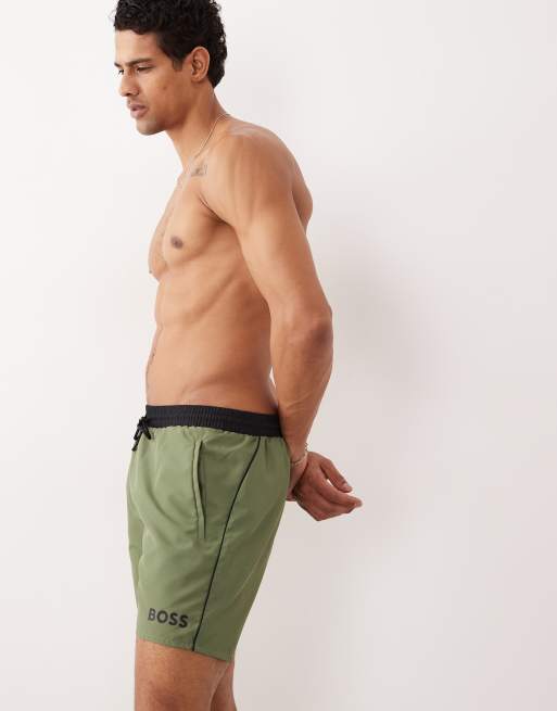 Shorts de baño caquis con logo Starfish de Boss, 2 de 5