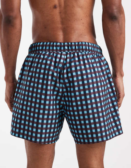 Shorts de baño cortos a cuadros azul turquesa de ASOS DESIGN, 5 de 5
