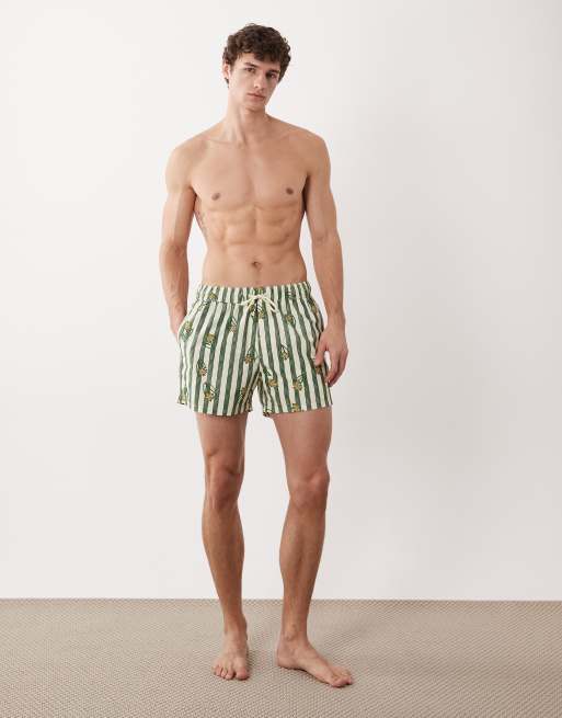 Shorts de baño cortos a rayas verdes con estampado floral de ASOS DESIGN, 2 de 5