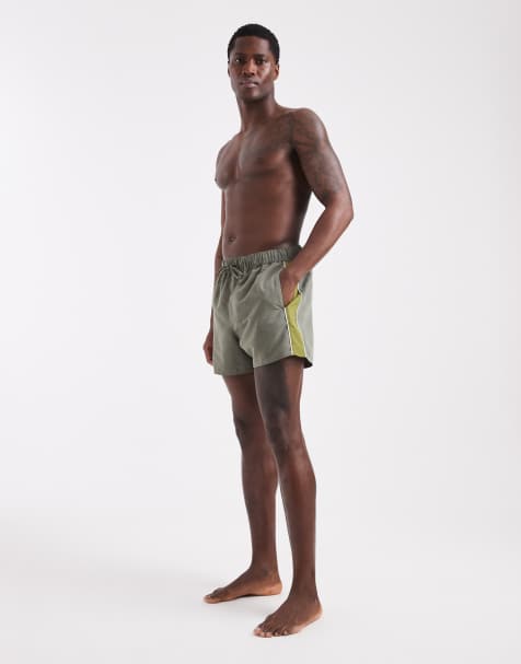 Shorts de baño cortos caquis con ribetes de ASOS DESIGN - view 1