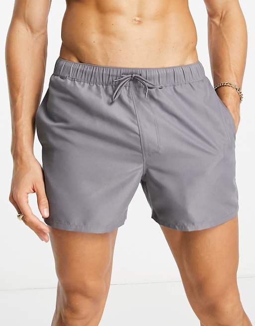 Shorts de baño cortos gris carbón de ASOS DESIGN