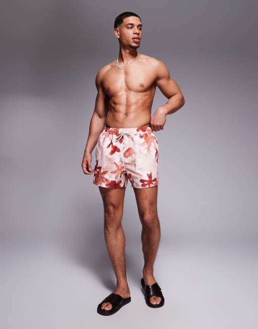 Shorts de baño cortos rosas con estampado floral de ASOS DESIGN, 3 de 4