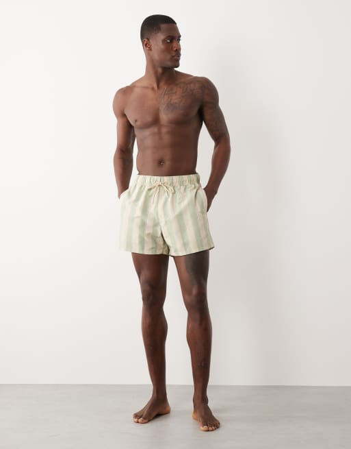 Shorts de baño cortos verde salvia a rayas de ASOS DESIGN, 2 de 5