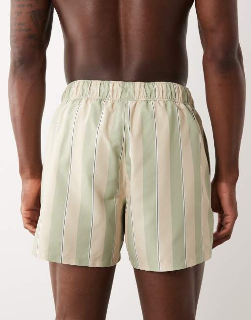 Shorts de baño cortos verde salvia a rayas de ASOS DESIGN, 5 de 5