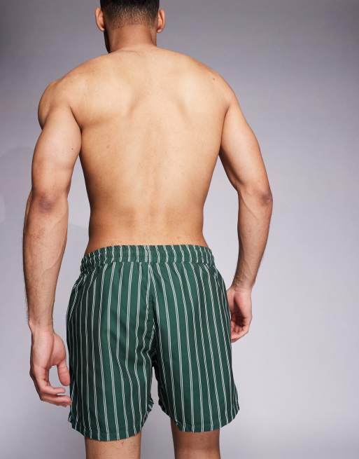 Shorts de baño cortos verdes a rayas de ASOS DESIGN, 3 de 4